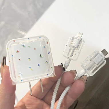 Bộ Bảo Vệ Mèo Dễ Thương TPU 18W 20W cho iPhone 11 12 13 14 Pro Max Vỏ Cáp Sạc