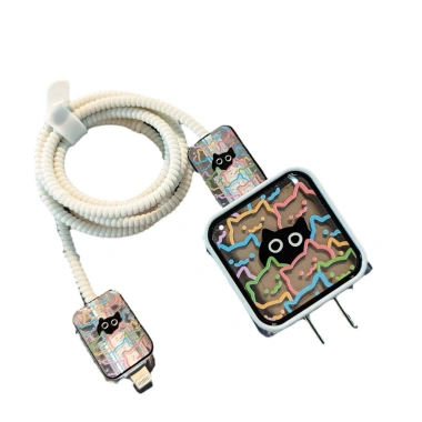Bộ Bảo Vệ Mèo Dễ Thương TPU 18W 20W cho iPhone 11 12 13 14 Pro Max Vỏ Cáp Sạc