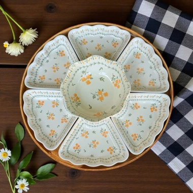 Bộ bát 19 món hoa mai vàng xinh xắn - Bộ bát chén đĩa mẫu mới, giá ưu đãi 495k