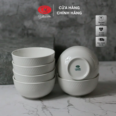 Bộ bát cơm viền sần sứ Minh Châu CV06B Thiết kế sang trọng, giá ưu đãi 118.300 VND