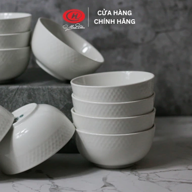 Bộ bát cơm viền sần sứ Minh Châu CV06B Thiết kế sang trọng, giá ưu đãi 118.300 VND