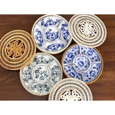 Bộ bát cúng Bát Tràng gồm khay mứt & khay bánh kẹo - Giá ưu đãi 299.000đ