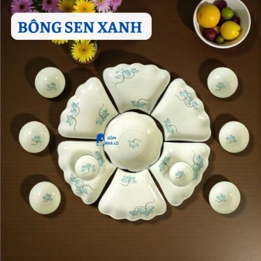 Bộ bát cúng gia tiên gốm sứ Bát Tràng 45-55cm - Hoa mặt trời, thờ cúng, giảm giá 299.000₫