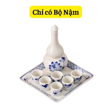 Bộ bát cúng gia tiên gốm sứ Bát Tràng - hoa mặt trời, Sen Cạnh Xanh, bát đĩa thờ cúng, thắp hương, giảm giá 399.000đ