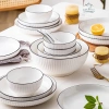 Bộ bát đĩa 21 chi tiết sang xịn, chén đĩa trắng viền đen tráng men cao cấp kèm đũa muôi canh - Giá ưu đãi 243.000₫ 4
