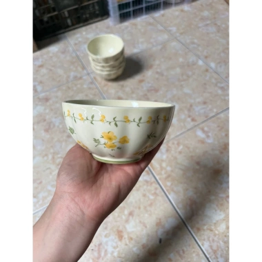 Bộ bát đĩa ăn cơm HOA CÚC VÀNG gốm sứ mai vàng - Vintage, giảm giá 17.000đ 2