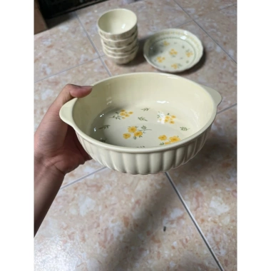 Bộ bát đĩa ăn cơm HOA CÚC VÀNG gốm sứ mai vàng - Vintage, giảm giá 17.000đ 4