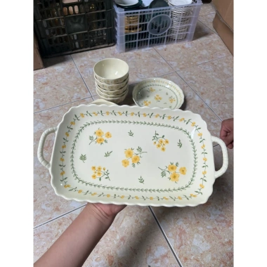 Bộ bát đĩa ăn cơm HOA CÚC VÀNG gốm sứ mai vàng - Vintage, giảm giá 17.000đ 5
