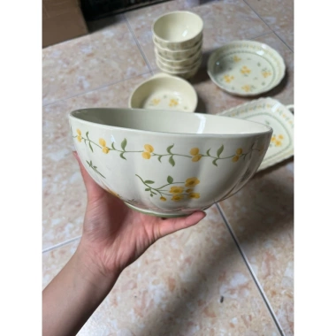 Bộ bát đĩa ăn cơm HOA CÚC VÀNG gốm sứ mai vàng - Vintage, giảm giá 17.000đ 7