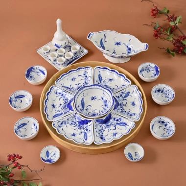 Bộ bát đĩa Bát Tràng hoa mặt trời – Mâm cúng gia tiên 54cm, giảm giá 1.955.000 VND