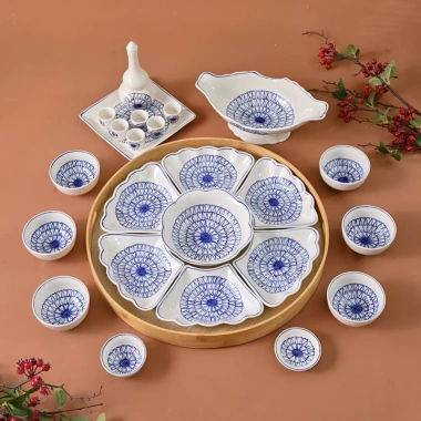 Bộ bát đĩa Bát Tràng hoa mặt trời – Mâm cúng gia tiên 54cm, giảm giá 1.955.000 VND 2