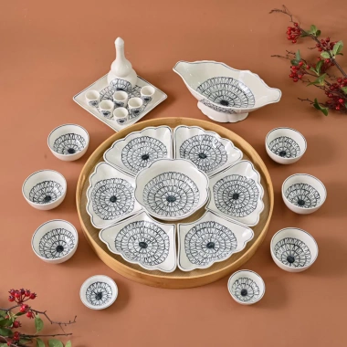 Bộ bát đĩa Bát Tràng hoa mặt trời – Mâm cúng gia tiên 54cm, giảm giá 1.955.000 VND 6