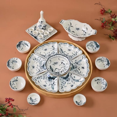 Bộ bát đĩa Bát Tràng hoa mặt trời – Mâm cúng gia tiên 54cm, giảm giá 1.955.000 VND 8