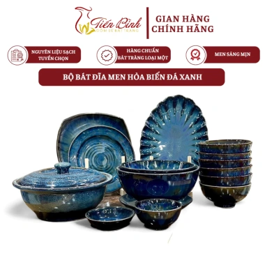 Bộ Bát Đĩa Bát Tràng Men Hỏa Đá Xanh Dùng - Giá Ưu Đãi 670k, Quà Tặng