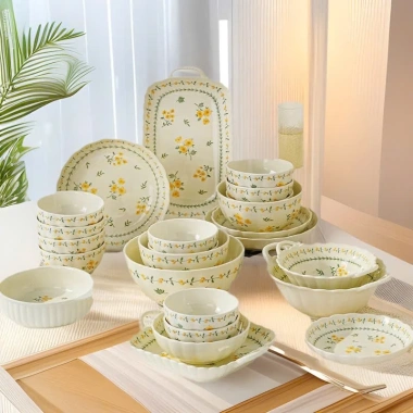 Bộ Bát Đĩa Cao Cấp Hoa Mai Vàng Men Bóng Mịn Loại 1 - Giá ưu đãi 589.000 VND 2