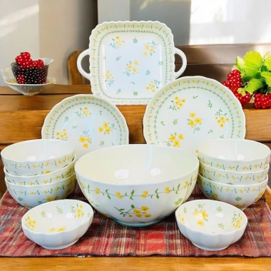 Bộ Bát Đĩa Cao Cấp Hoa Mai Vàng Men Bóng Mịn Loại 1 - Giá ưu đãi 589.000 VND 10