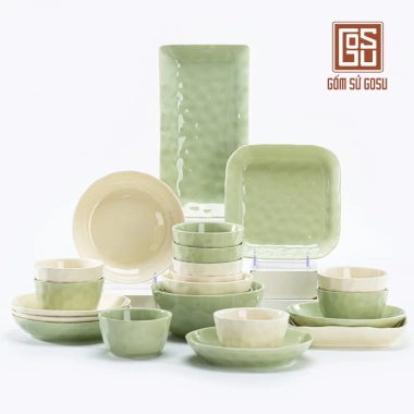 Bộ Bát Đĩa Chén Dĩa Gosu Cao Cấp 12 Món Màu Kem Bơ – Men Sáng Bóng, Sang Trọng, Gia Đình Đẳng Cấp, Giá Ưu Đãi 557,620₫