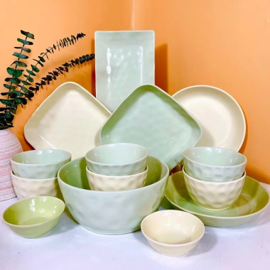 Bộ Bát Đĩa Chén Dĩa Gosu Cao Cấp 12 Món Màu Kem Bơ – Men Sáng Bóng, Sang Trọng, Gia Đình Đẳng Cấp, Giá Ưu Đãi 557,620₫