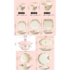 Bộ bát đĩa chén sứ hoa lá viền hồng dễ thương cho bếp ấm, cúng lễ, chỉ 329.000₫ 8