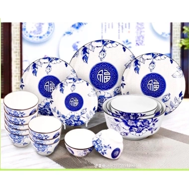 Bộ bát đĩa chữ phúc 30 món gốm sứ Tràng cao cấp - Giảm 50% chỉ 199.000đ