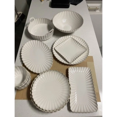 Bộ bát đĩa cúc trắng cao cấp, sứ trắng sang trọng, decor hiện đại, chỉ 38.000₫