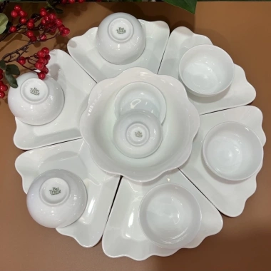 Bộ Bát Đĩa Cúng Gia Tiên Bát Tràng - Hoa Mặt Trời Vẽ Tay, Gốm Sứ Cao Cấp, Giá chỉ 650.000 VNĐ