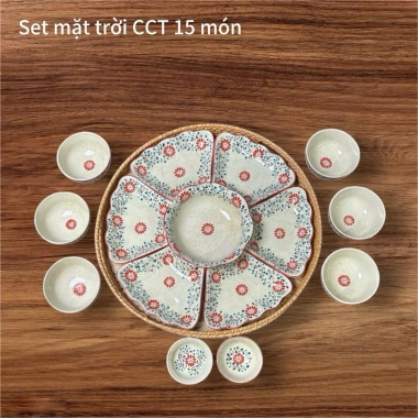 Bộ Bát Đĩa Cúng Gia Tiên Cúc Cát - Sứ Bát Tràng Tường Hoạ Tiết Vẽ Tay, Giá 1.000.000đ - Mâm Cơm Ngày Lễ
