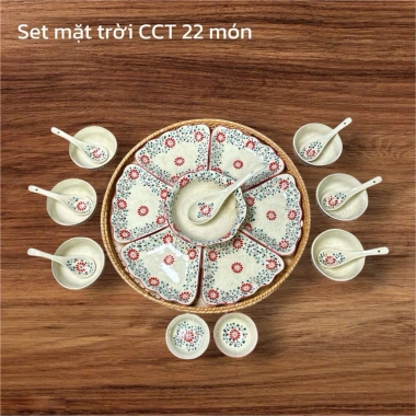 Bộ Bát Đĩa Cúng Gia Tiên Cúc Cát - Sứ Bát Tràng Tường Hoạ Tiết Vẽ Tay, Giá 1.000.000đ - Mâm Cơm Ngày Lễ