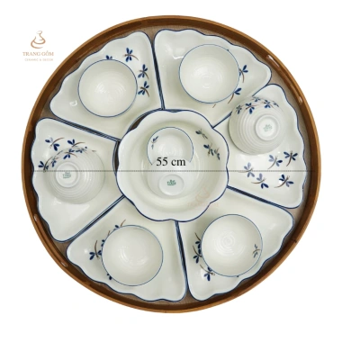 Bộ bát đĩa cúng gia tiên hoa mặt trời Bát Tràng, men kem cao, chịu nhiệt, chỉ 1.000.000₫ 4