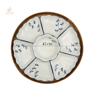 Bộ bát đĩa cúng gia tiên hoa mặt trời Bát Tràng, men kem cao, chịu nhiệt, chỉ 1.000.000₫ 5