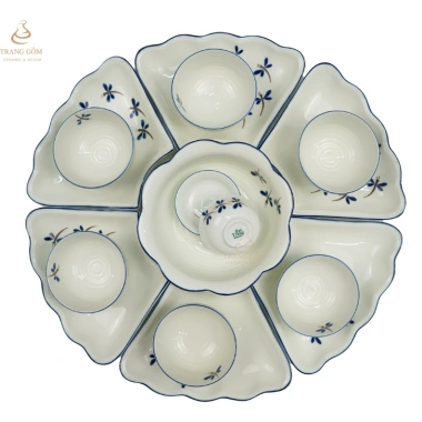 Bộ bát đĩa cúng gia tiên hoa mặt trời Bát Tràng, men kem cao, chịu nhiệt, chỉ 1.000.000₫ 9