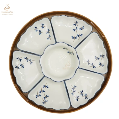 Bộ bát đĩa cúng gia tiên hoa mặt trời Bát Tràng, men kem cao, chịu nhiệt, chỉ 1.000.000₫ 10