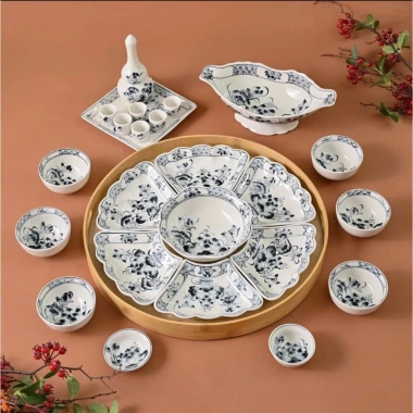 Bộ bát đĩa cúng Gia Tiên - Hoa Mặt Trời gốm 45-55cm, mẫu đa dạng, giảm giá 440k 6