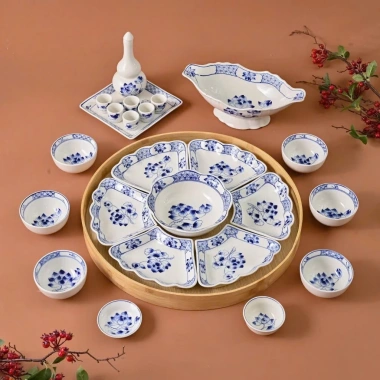 Bộ bát đĩa cúng Gia Tiên - Hoa Mặt Trời gốm 45-55cm, mẫu đa dạng, giảm giá 440k 7