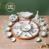 Bộ Bát Đĩa Cúng Gia Tiên Hoa Mặt Trời - Gốm Bát Tràng 45-55cm, Họa Tiết Hoa Lá - 305.000 VND
