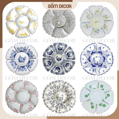 Bộ bát đĩa cúng Gia Tiên hoa mặt trời vẽ tay - Gốm sứ Bát Tràng, giá giảm 410.000₫, Hỏa Tốc HN 9