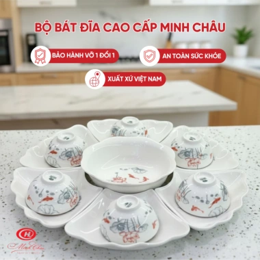 Bộ bát đĩa cúng gia tiên Minh Châu hoa mặt trời - hoa sen cá chép đỏ 483.600 VND