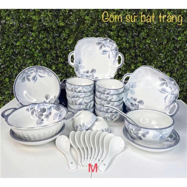 Bộ bát đĩa Diêp Hồng 30 món 10 bát 2 tô 4 đĩa tròn 1 đĩa soài 2 chấm 10 thìa 1 muỗng canh - Giá 139.000 VND 4
