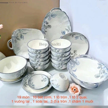 Bộ bát đĩa diệp Hồng gốm sứ cao cấp - Nhiều mẫu, giá ưu đãi 145.000₫