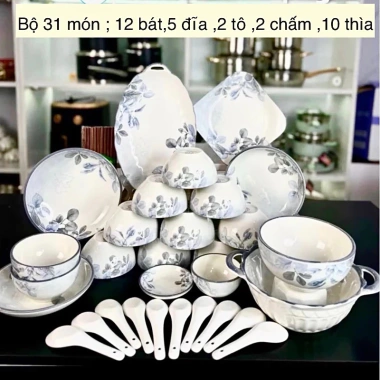 Bộ bát đĩa diệp Hồng gốm sứ cao cấp - Nhiều mẫu, giá ưu đãi 145.000₫