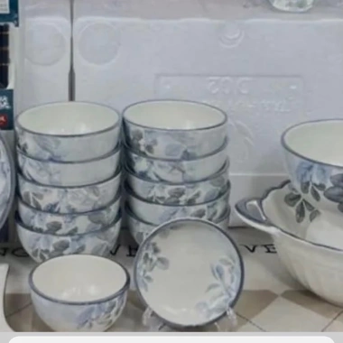 Bộ Bát Đĩa Gốm Sứ 19 Món Họa Tiết Diệp Hồng Sang Trọng Như Lá Thật 5