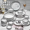 Bộ Bát Đĩa Gốm Sứ Bắc Âu Sang Trọng - Đá Cẩm Thạch, Viền Bạc, Nhẹ Nhàng 3