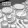 Bộ Bát Đĩa Gốm Sứ Bắc Âu Sang Trọng - Đá Cẩm Thạch, Viền Bạc, Nhẹ Nhàng 4