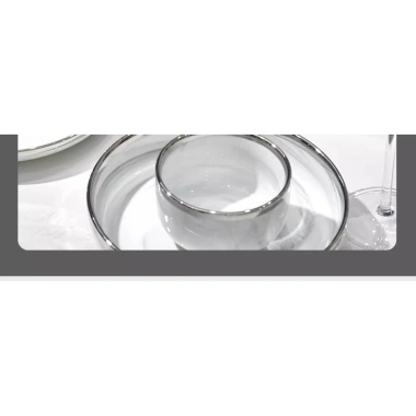 Bộ Bát Đĩa Gốm Sứ Bắc Âu Sang Trọng - Đá Cẩm Thạch, Viền Bạc, Nhẹ Nhàng 9