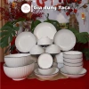 Bộ bát đĩa gốm sứ cao cấp trắng viền đen - Sang trọng, bền bỉ, giá chỉ 150.000₫