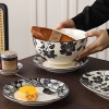 Bộ bát đĩa gốm sứ hổ báo hoa văn nổi, phong cách cổ điển cao cấp, giá ưu đãi 6