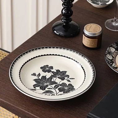 Bộ bát đĩa gốm sứ hổ báo hoa văn nổi, phong cách cổ điển cao cấp, giá ưu đãi 8