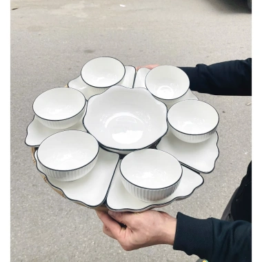 Bộ bát đĩa gốm sứ hoa mặt trời 45cm Thuỷ Tiên 7 và 13 chi tiết sang trọng giảm còn 269k 9