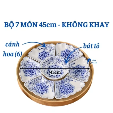 Bộ Bát Đĩa Hoa Cẩm Tú Cầu 45-55cm Thờ Cúng Gia Tiên Gốm Sứ Bát Tràng - Hoa Mặt Trời Cao Cấp, Giá 420.000