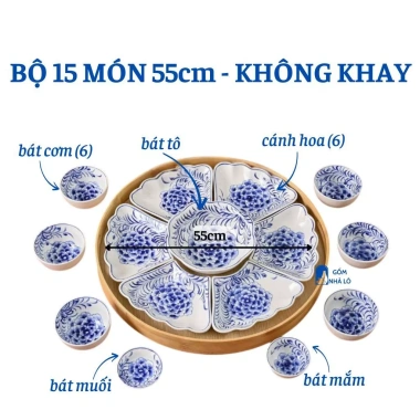 Bộ Bát Đĩa Hoa Cẩm Tú Cầu 45-55cm Thờ Cúng Gia Tiên Gốm Sứ Bát Tràng - Hoa Mặt Trời Cao Cấp, Giá 420.000